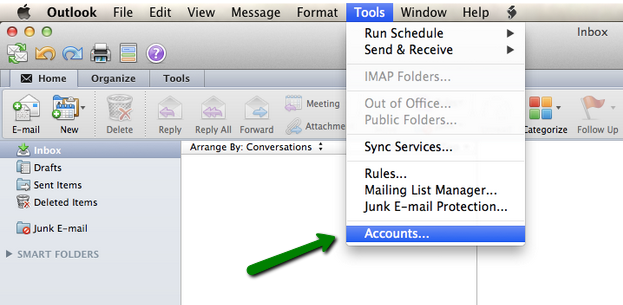 outlook 2011 for mac delete account
